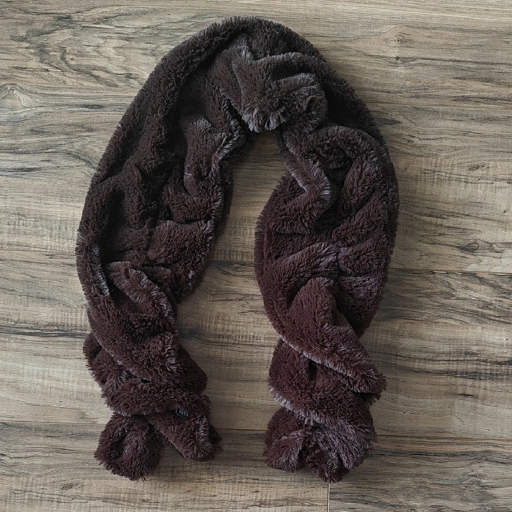 EUC Fuzzy Faux Fur Brown Scarf